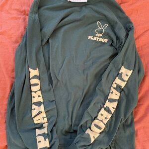 Unisex playboy green long sleeve shirt size large